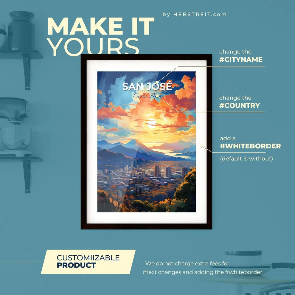 San José Costa Rica Skyline - A Cityscape With Mountains And Trees - Customizable Travel Gift Default Title