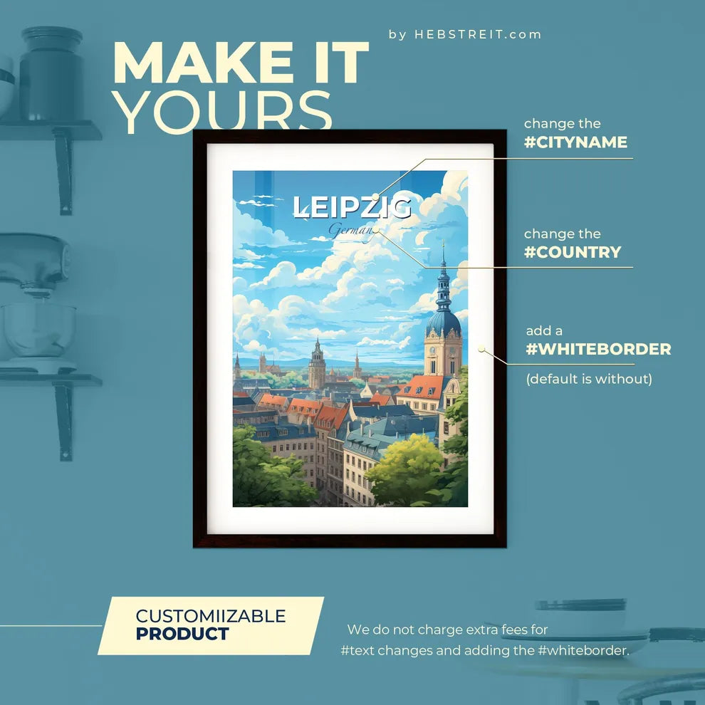 Leipzig Germany Skyline - A City With A Tower And Trees - Customizable Travel Gift Default Title