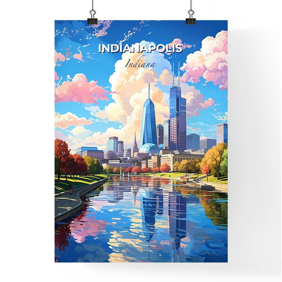 Indianapolis Indiana Skyline - A Cityscape With Trees And A River - Customizable Travel Gift Default Title