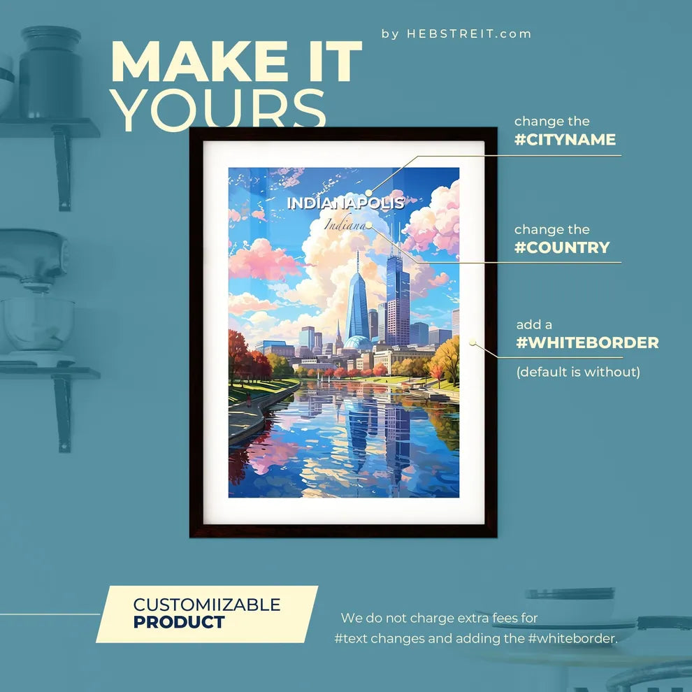 Indianapolis Indiana Skyline - A Cityscape With Trees And A River - Customizable Travel Gift Default Title