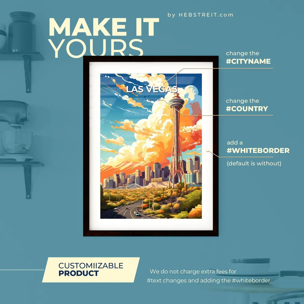 Las Vegas Nevada Skyline - A Tower In A City - Customizable Travel Gift Default Title