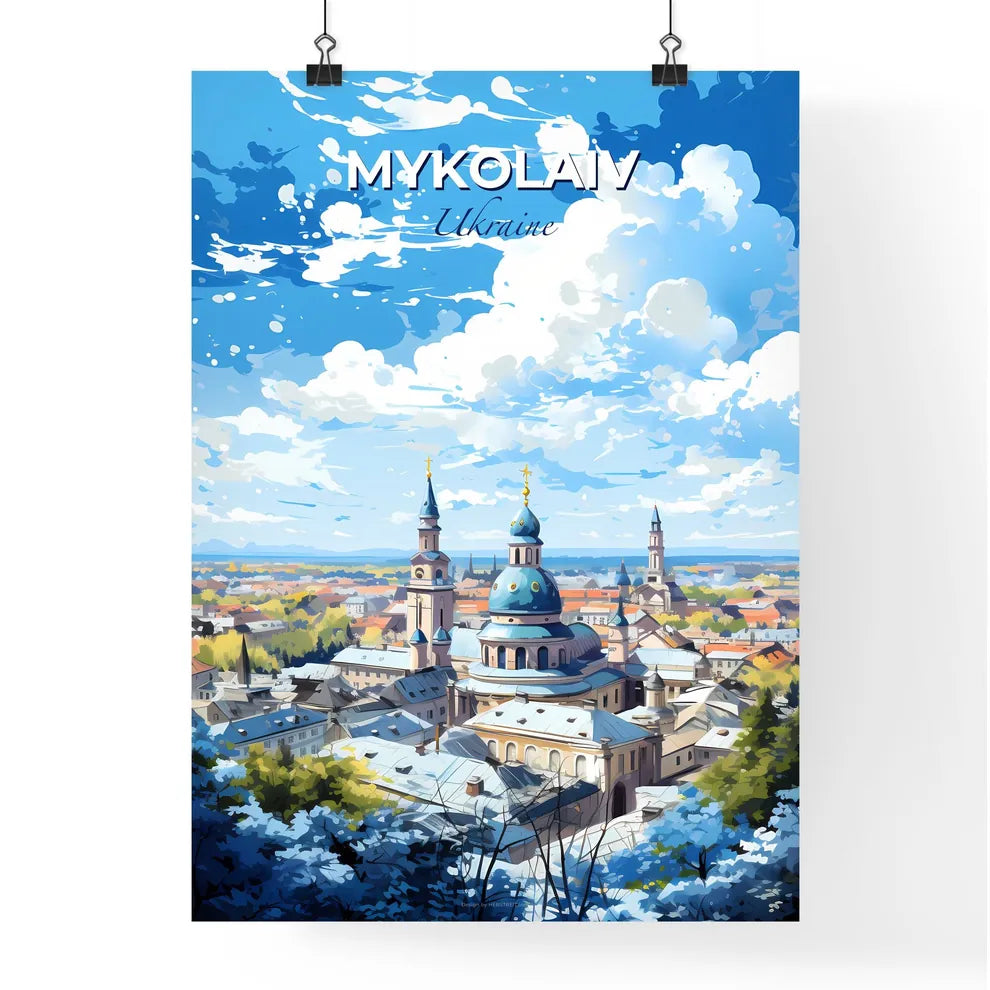 Mykolaiv Ukraine Skyline - A City With Blue Domes And Towers - Customizable Travel Gift Default Title