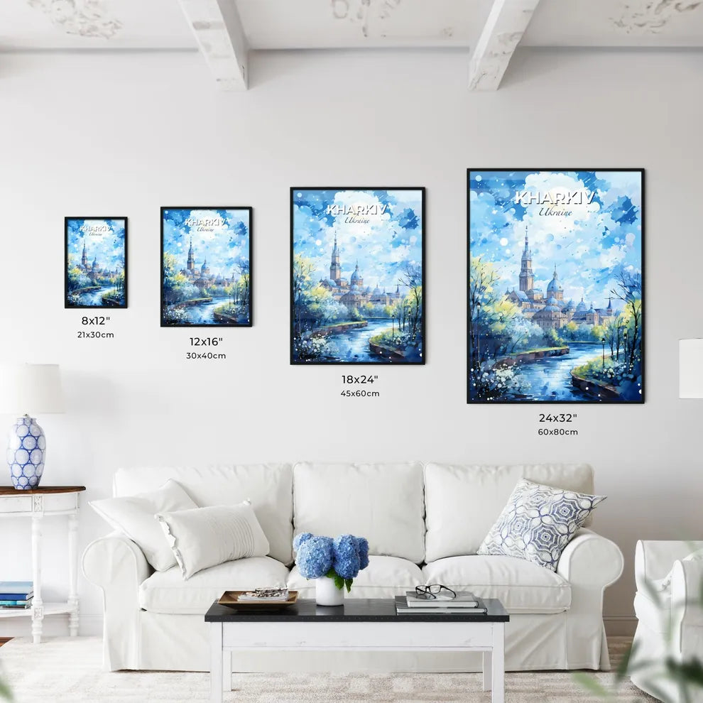 Kharkiv Ukraine Skyline - A Watercolor Painting Of A Castle And Trees - Customizable Travel Gift Default Title