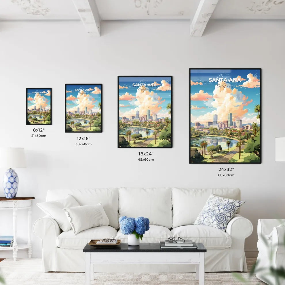 Santa Ana California Skyline - A City With Trees And A Lake - Customizable Travel Gift Default Title