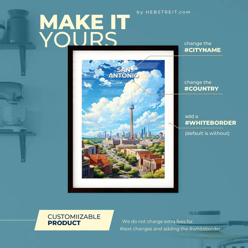 San Antonio Texas Skyline - A City With A Tower And Buildings - Customizable Travel Gift Default Title