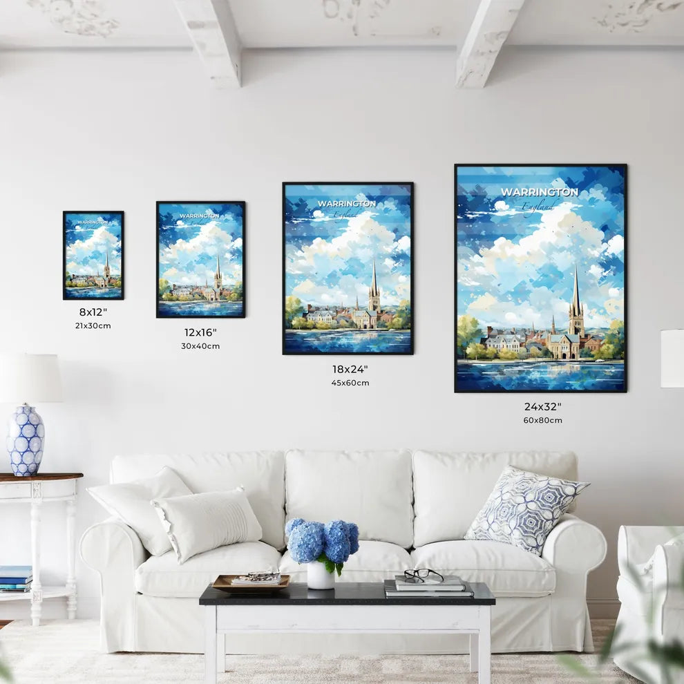 Warrington England Skyline - A City With A Tall Tower And Trees - Customizable Travel Gift Default Title