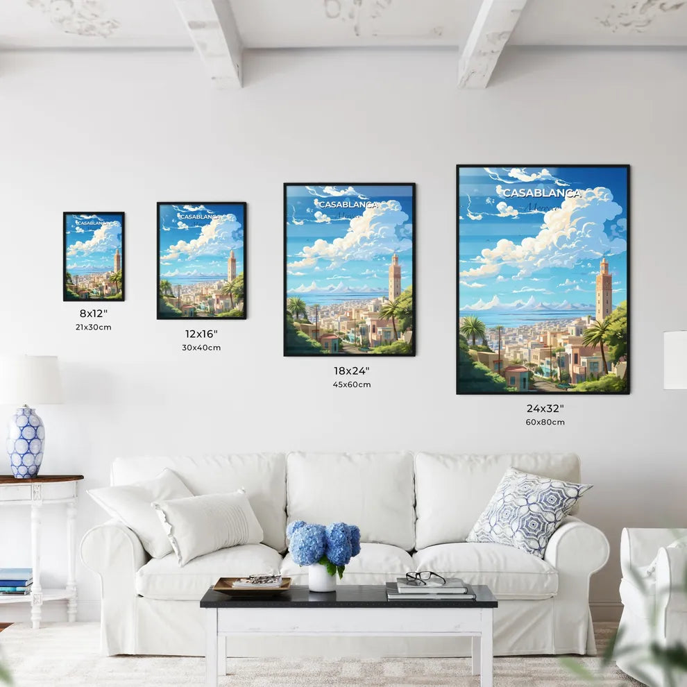 Casablanca Morocco Skyline - A City With A Tall Tower And Trees And Mountains In The Background - Customizable Travel Gift Default Title