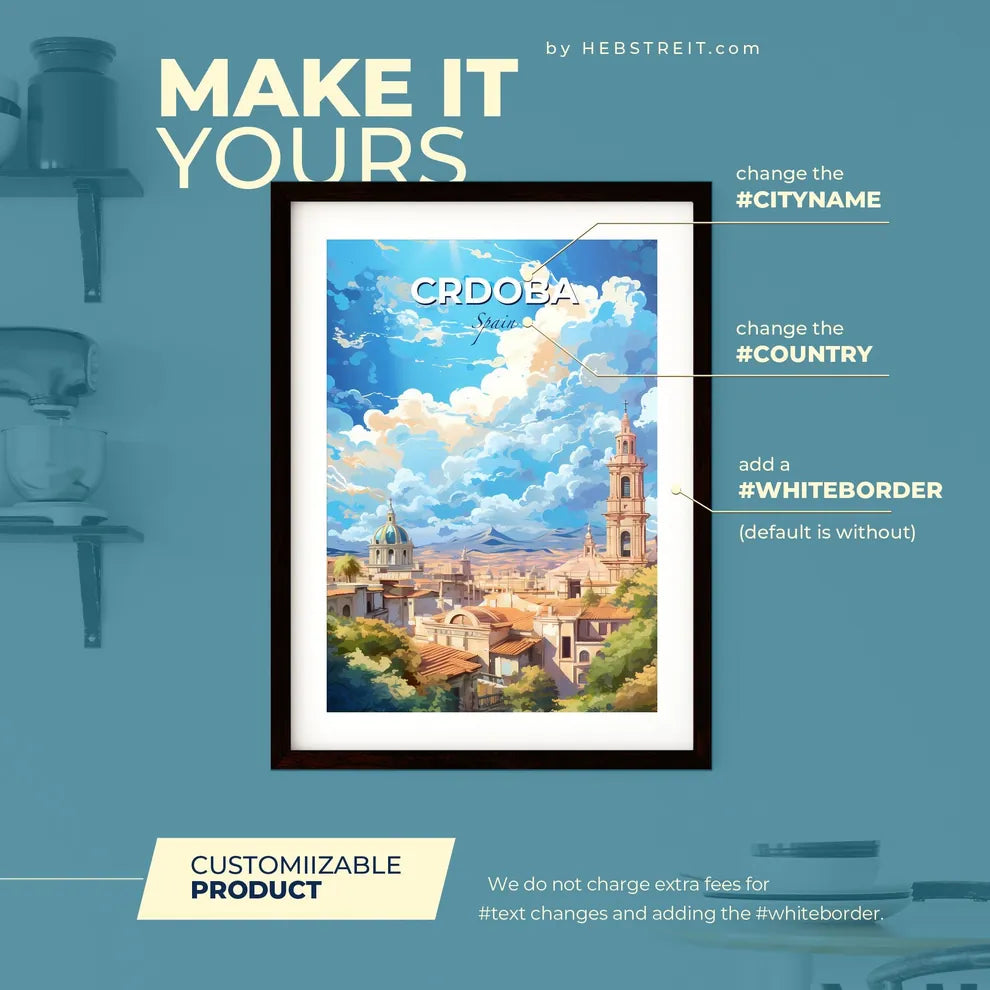 Crdoba Spain Skyline - A City With A Tower And Trees - Customizable Travel Gift Default Title