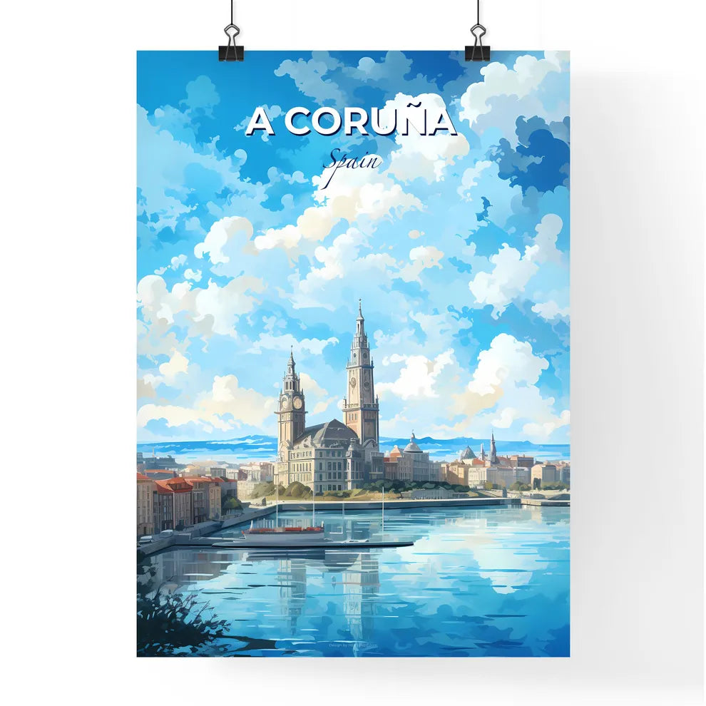 A Corua Spain Skyline - A City With A River And A Boat - Customizable Travel Gift Default Title