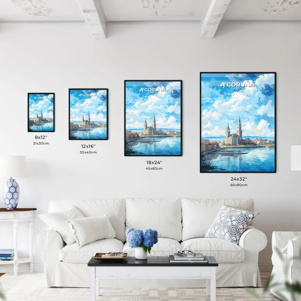 A Corua Spain Skyline - A City With A River And A Boat - Customizable Travel Gift Default Title