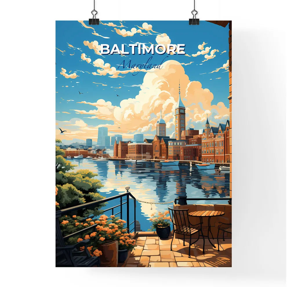 Baltimore Maryland Skyline - A View Of A City From A Balcony - Customizable Travel Gift Default Title