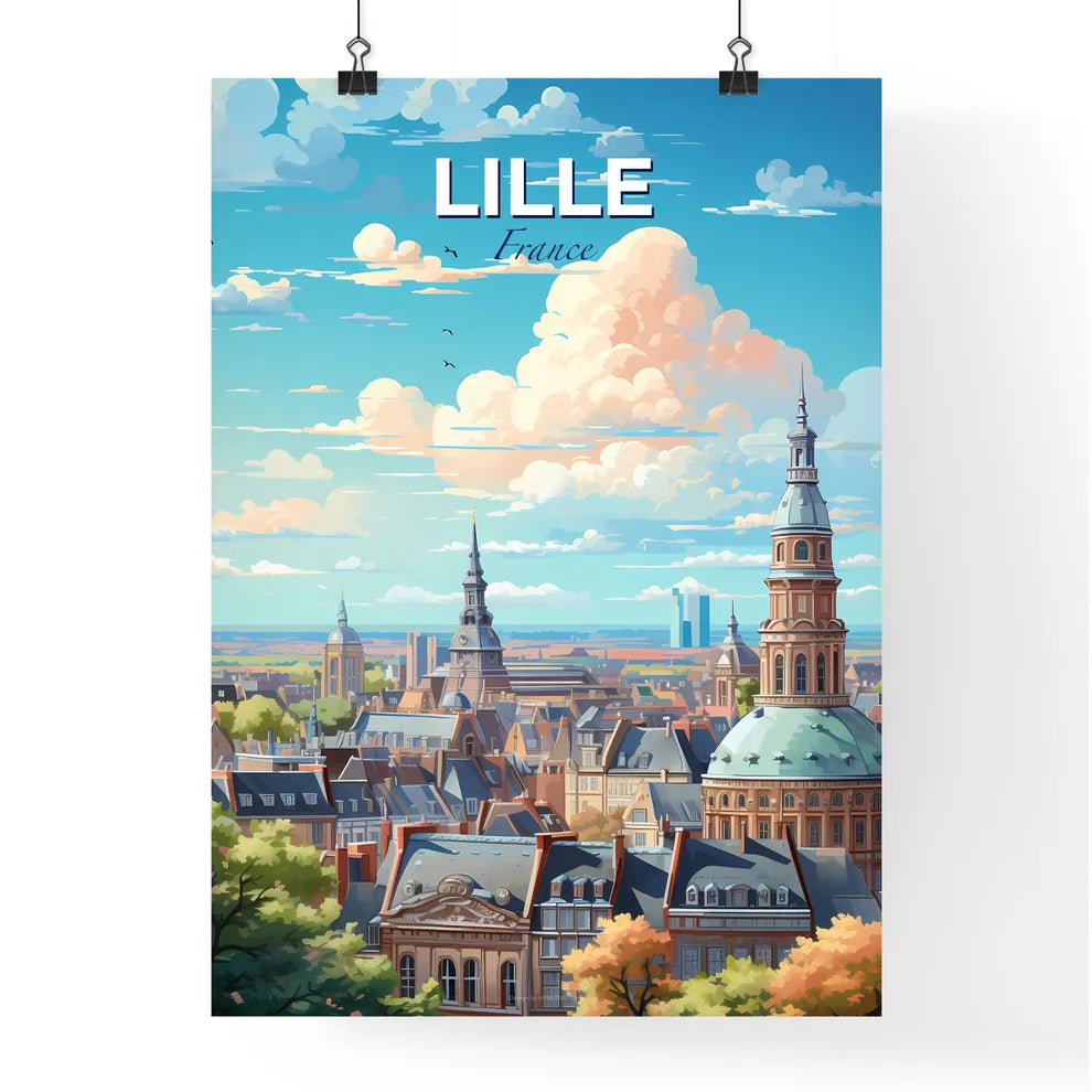 Lille France Skyline - A City With A Tower And Trees - Customizable Travel Gift Default Title