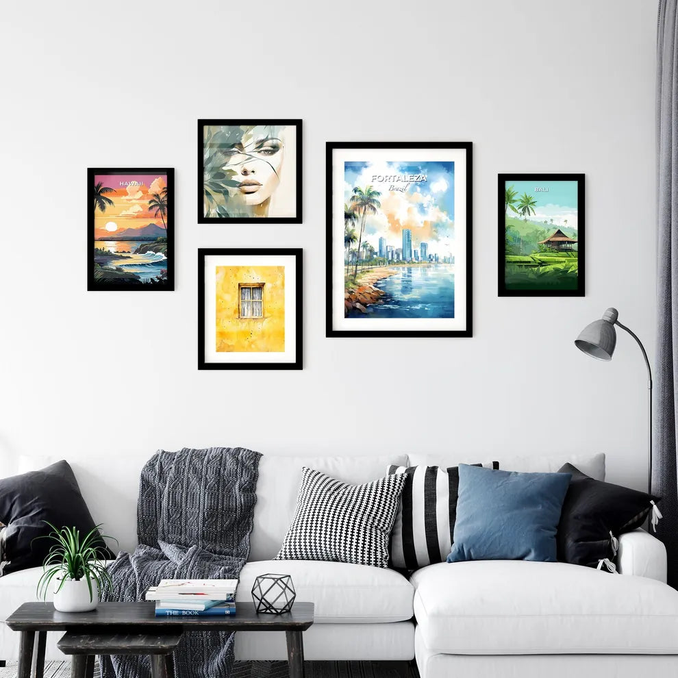 Fortaleza Brazil Skyline - A Watercolor Painting Of A Beach With Palm Trees And Buildings - Customizable Travel Gift Default Title