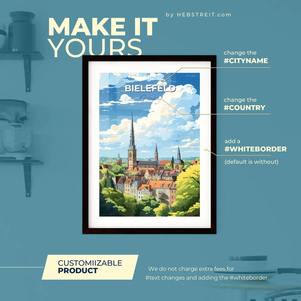 Bielefeld Germany Skyline - A City With A Tall Tower - Customizable Travel Gift Default Title