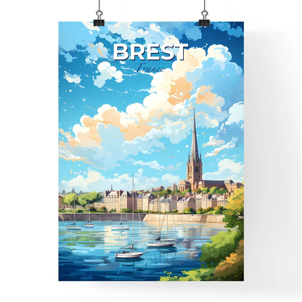 Brest France Skyline - A Water Body With Boats And Buildings In The Background - Customizable Travel Gift Default Title