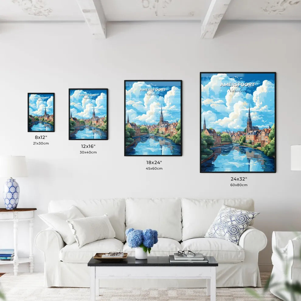 Amersfoort Netherlands Skyline - A River With Trees And Buildings In The Background - Customizable Travel Gift Default Title