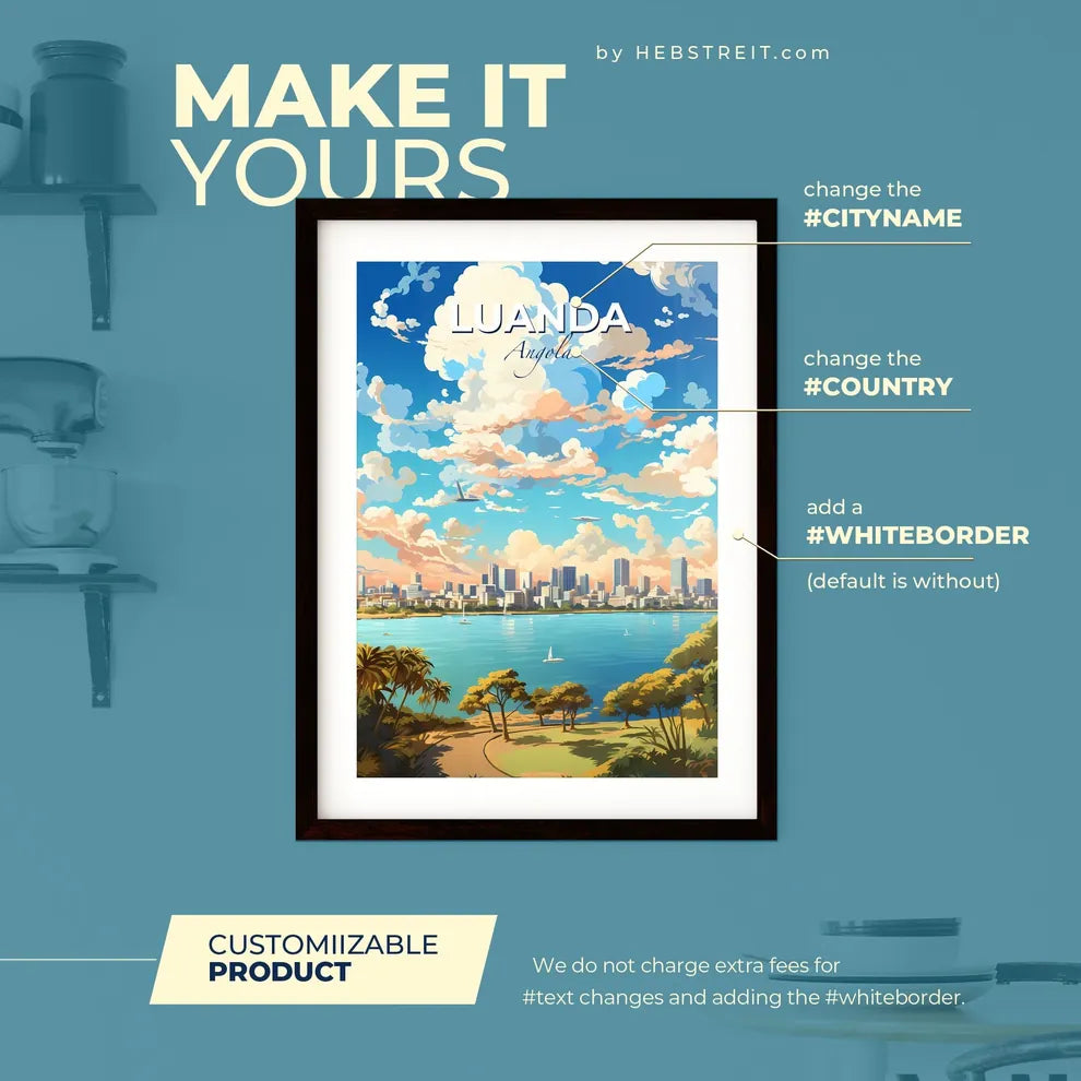 Luanda Angola Skyline - A City By The Water - Customizable Travel Gift Default Title