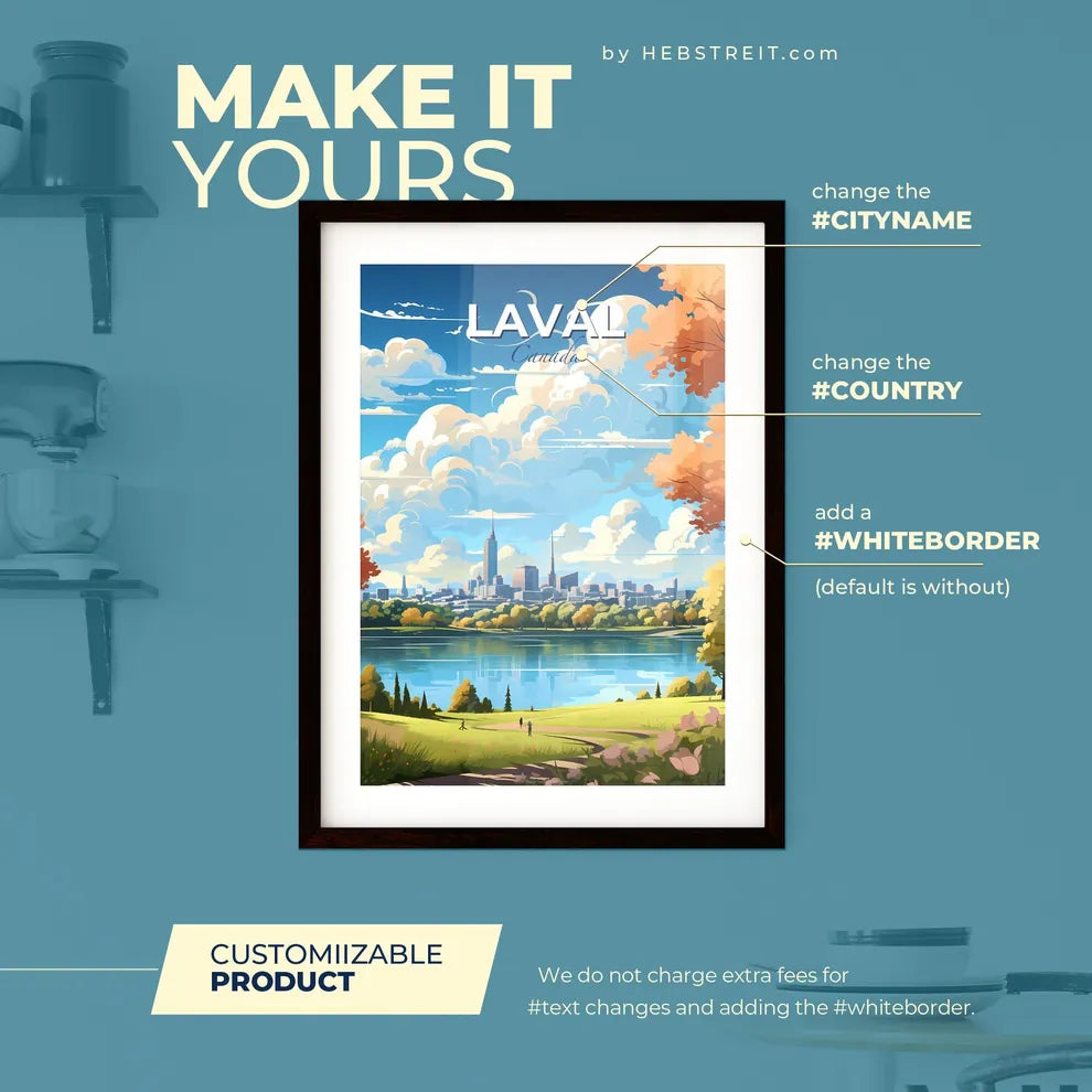 Laval Canada Skyline - A City By A Lake - Customizable Travel Gift Default Title