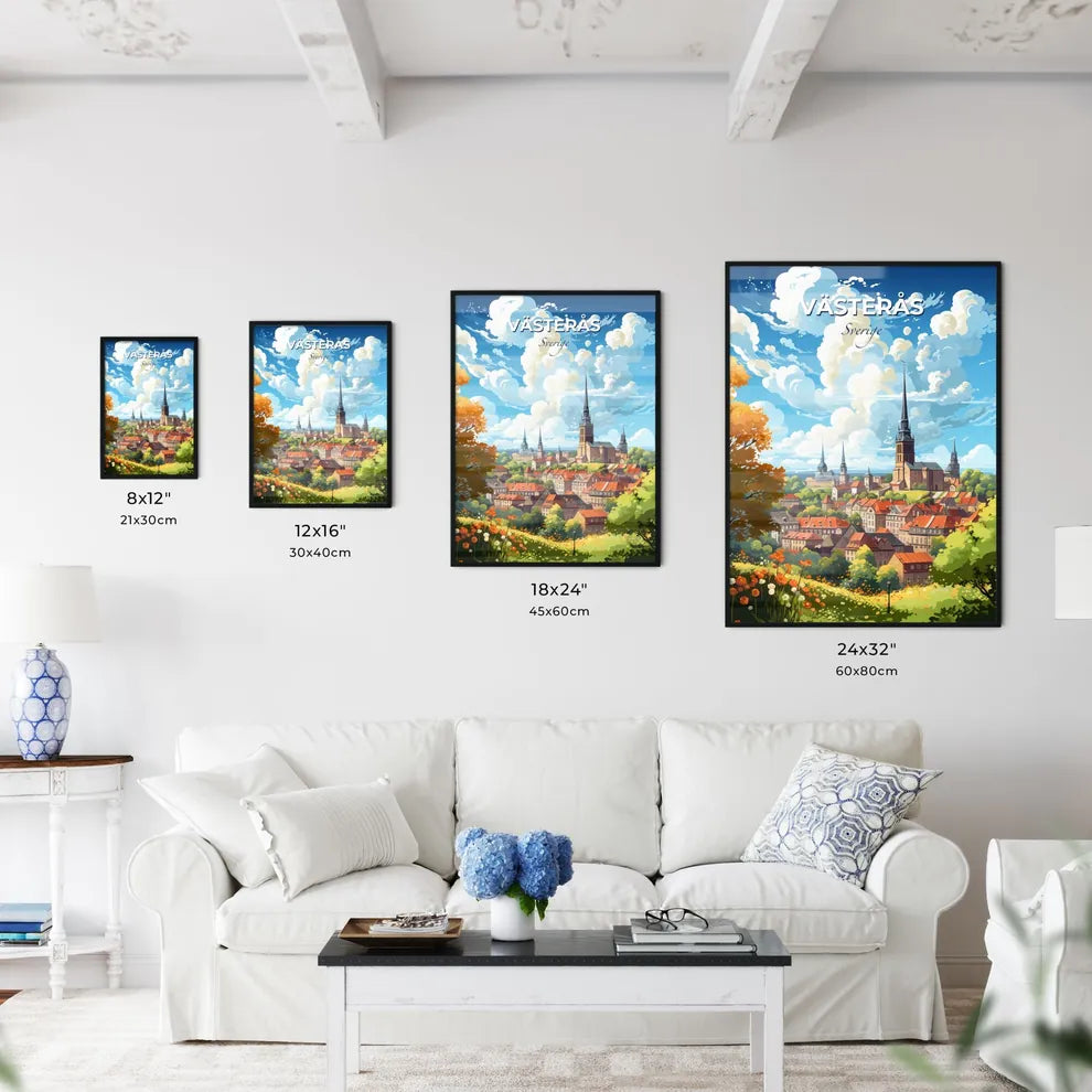 Vsters Sverige Skyline - A City With A Tower And Trees - Customizable Travel Gift Default Title