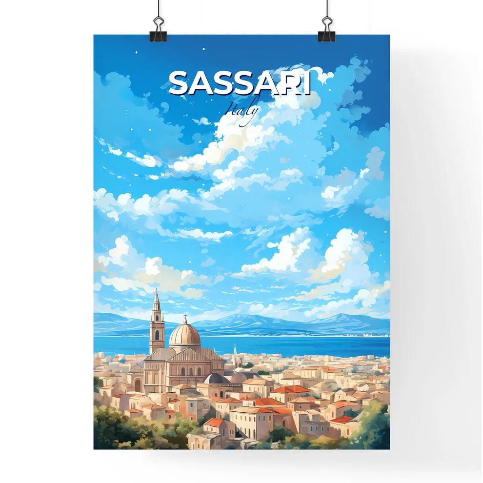 Sassari Italy Skyline - A City With A Tower And A Body Of Water - Customizable Travel Gift Default Title