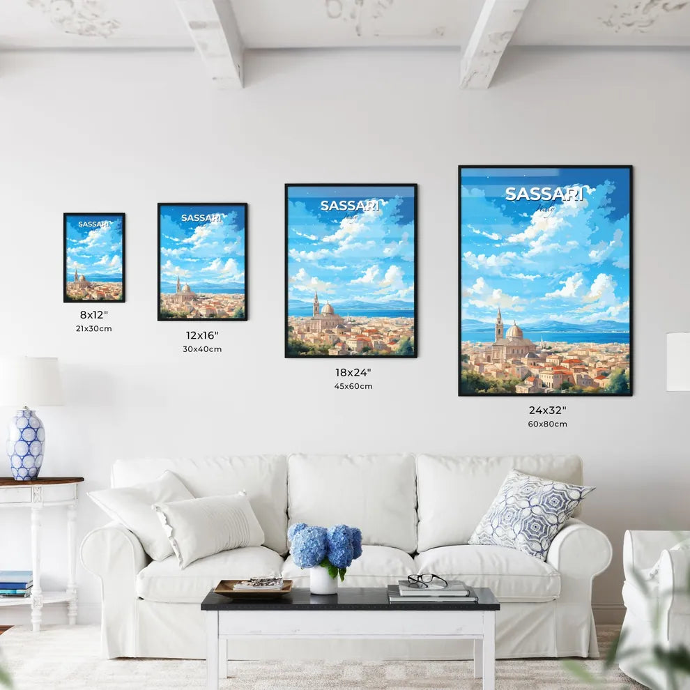 Sassari Italy Skyline - A City With A Tower And A Body Of Water - Customizable Travel Gift Default Title