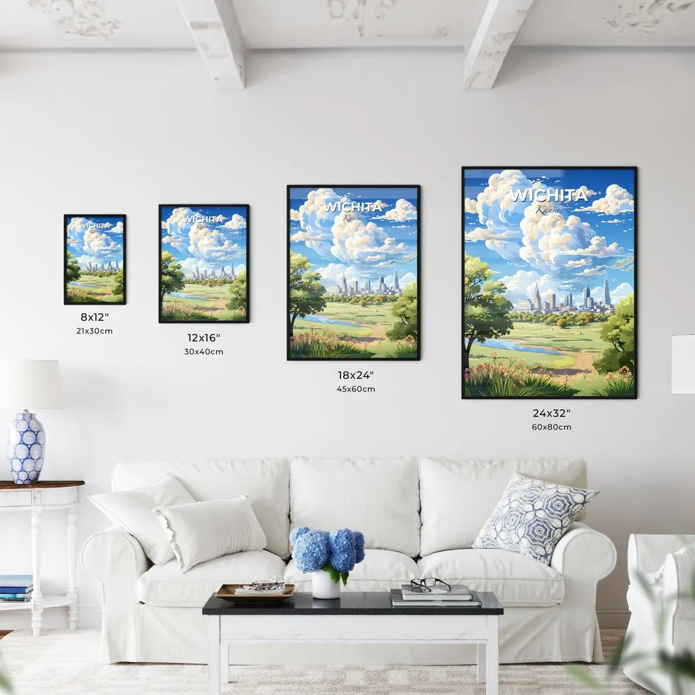 Wichita Kansas Skyline - A Landscape With Trees And A City In The Distance - Customizable Travel Gift Default Title