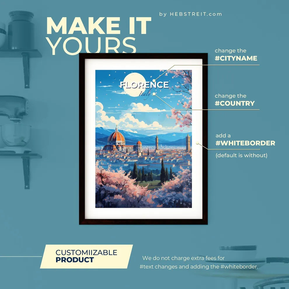 Florence Italy Skyline - A City With A Dome And Trees In Front Of It - Customizable Travel Gift Default Title