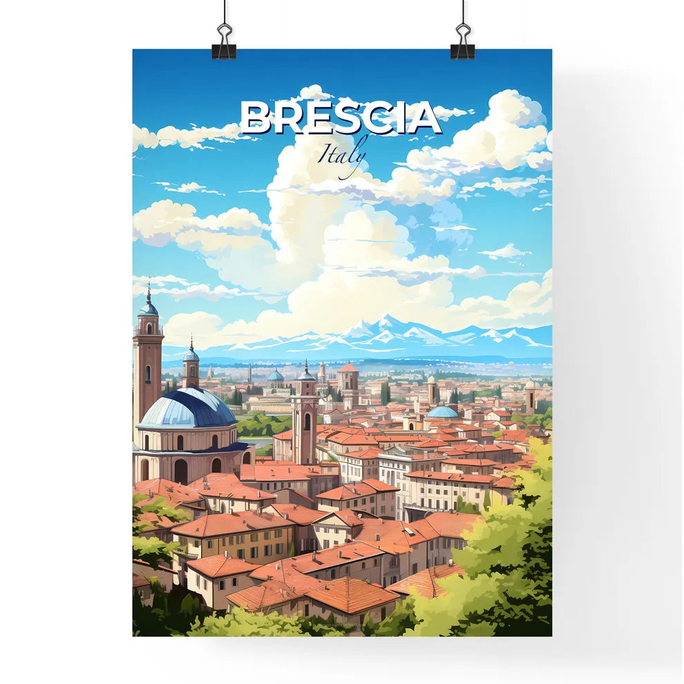 Brescia Italy Skyline - A City With Many Buildings And Trees - Customizable Travel Gift Default Title
