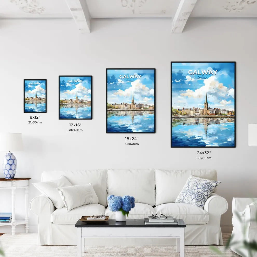 Galway Ireland Skyline - A Water Body With A Body Of Water And A Building With A Tower - Customizable Travel Gift Default Title