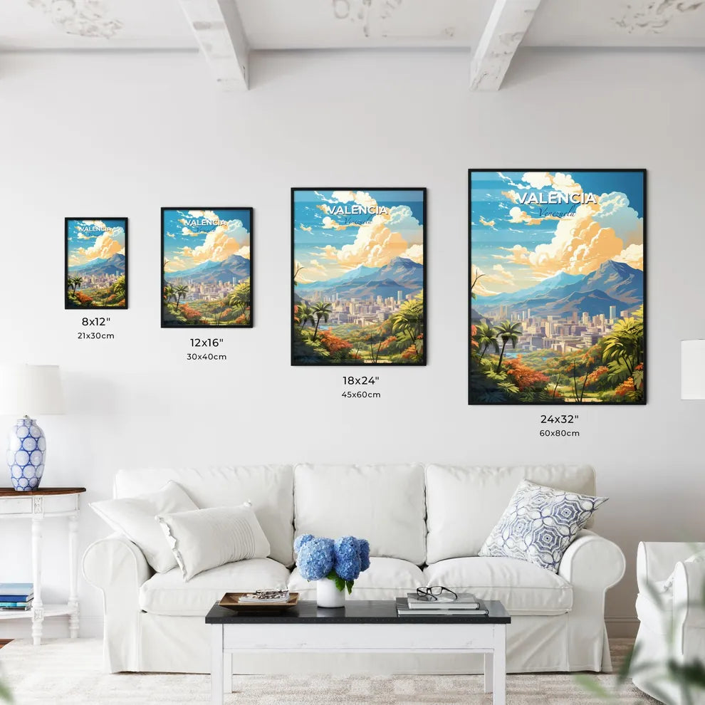 Valencia Venezuela Skyline - A Landscape Of A City With Trees And Mountains - Customizable Travel Gift Default Title