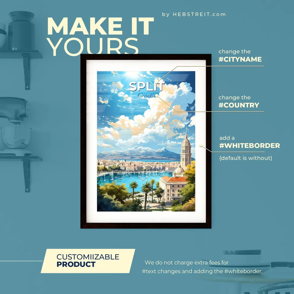 Split Croatia Skyline - A City With Boats In The Water - Customizable Travel Gift Default Title