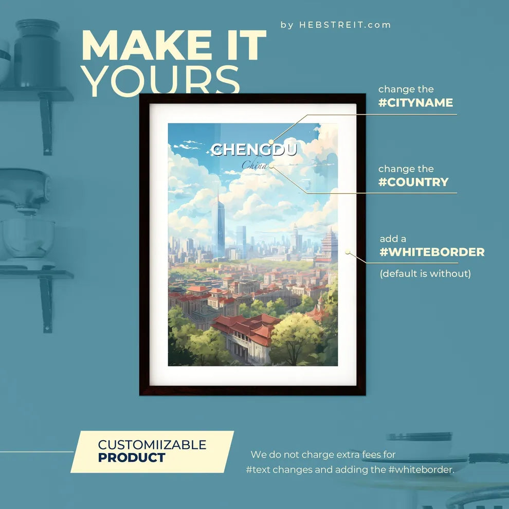 Chengdu China Skyline - A City With Many Buildings And Trees - Customizable Travel Gift Default Title