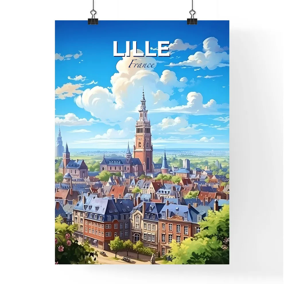 Lille France Skyline - A City With A Tower And Trees - Customizable Travel Gift Default Title