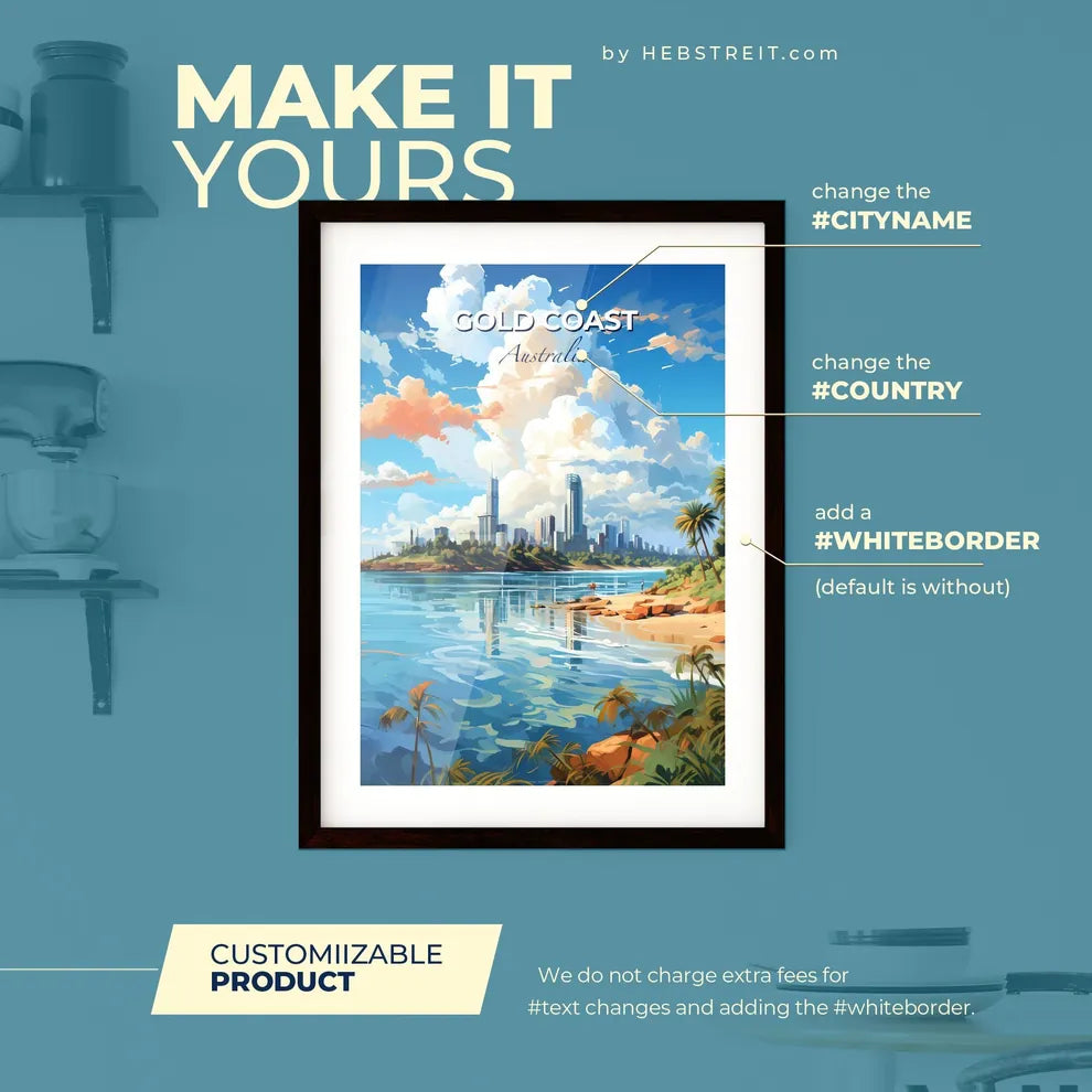 Gold Coast Tweed Heads Australia Skyline - A City On A Beach - Customizable Travel Gift Default Title
