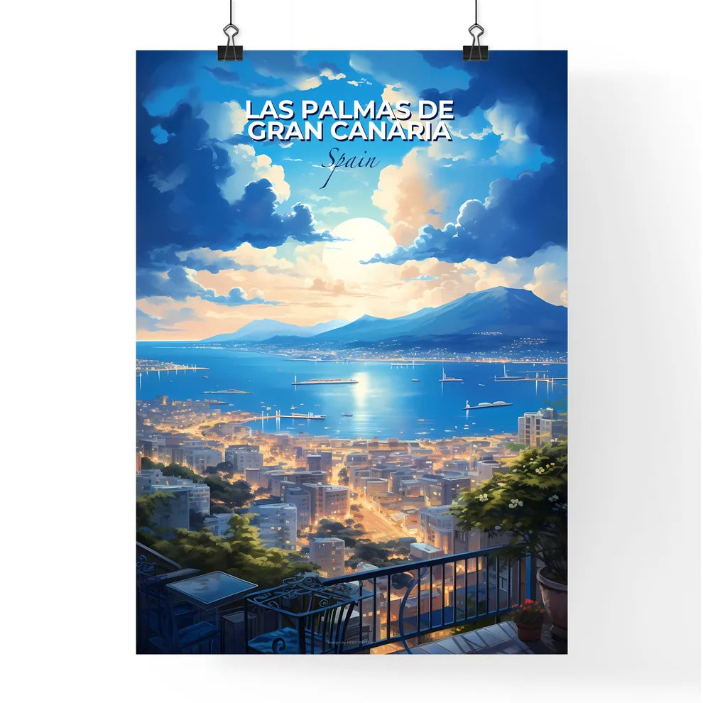 Las Palmas de Gran Canaria Spain Skyline - A Cityscape With A Body Of Water And Mountains - Customizable Travel Gift Default Title