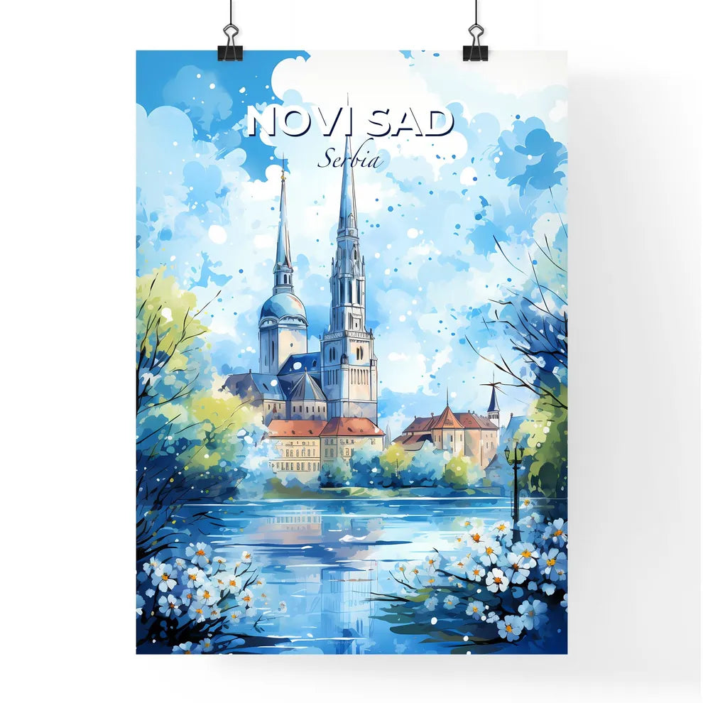 Novi Sad Serbia Skyline - A Watercolor Painting Of A Castle And Trees - Customizable Travel Gift Default Title