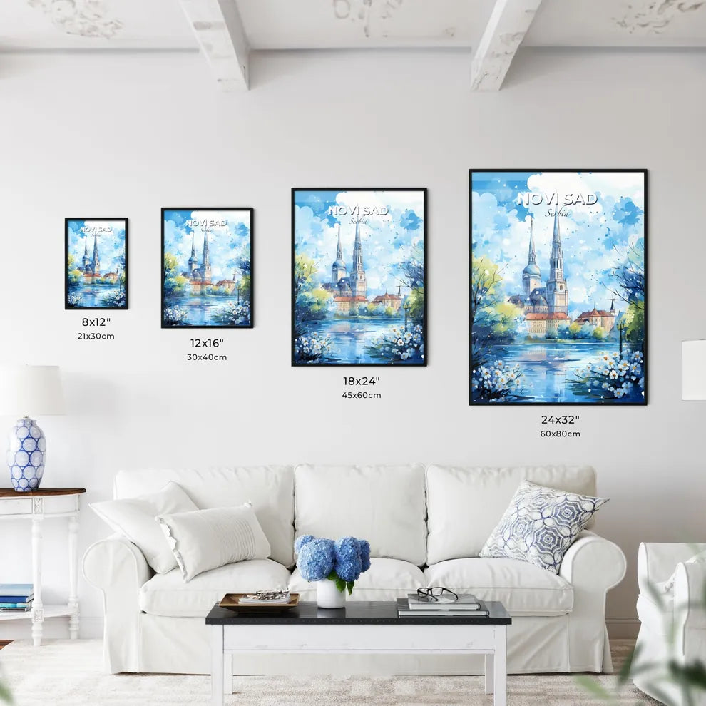 Novi Sad Serbia Skyline - A Watercolor Painting Of A Castle And Trees - Customizable Travel Gift Default Title