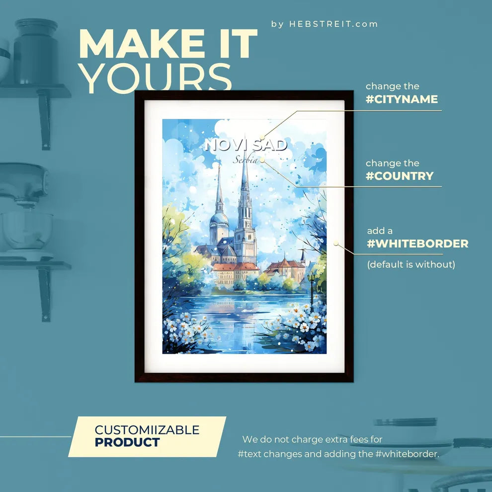 Novi Sad Serbia Skyline - A Watercolor Painting Of A Castle And Trees - Customizable Travel Gift Default Title