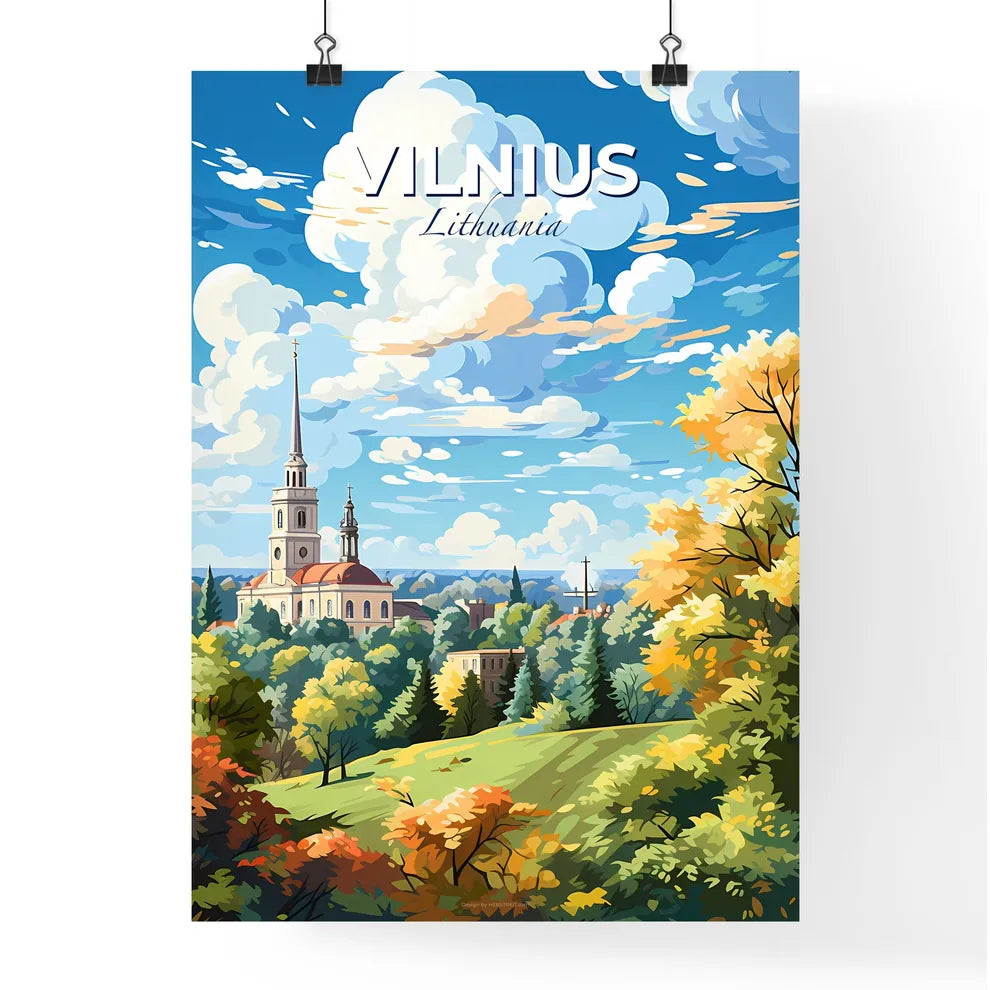 Vilnius Lithuania Skyline - A Landscape With Trees And A Building - Customizable Travel Gift Default Title