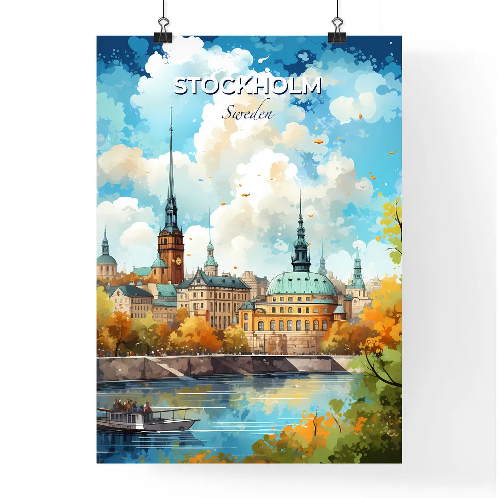 Stockholm Sweden Skyline - A City With A Boat On The Water - Customizable Travel Gift Default Title