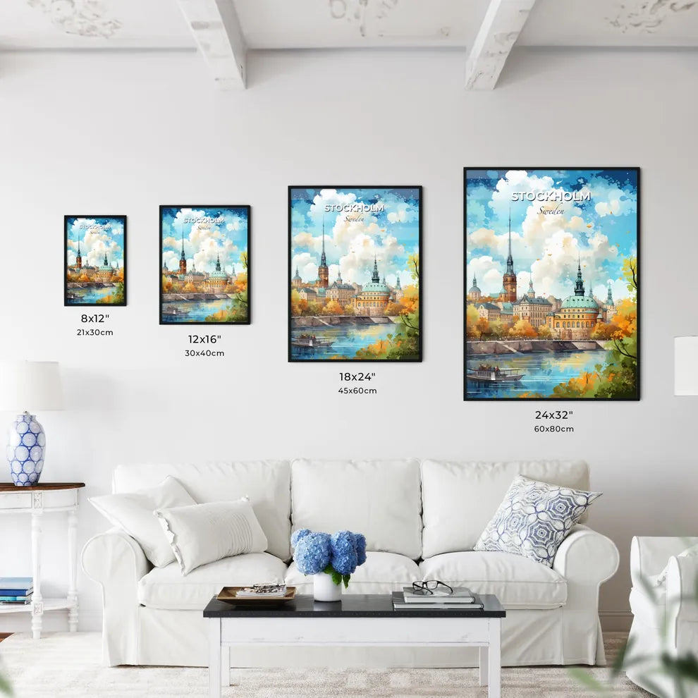 Stockholm Sweden Skyline - A City With A Boat On The Water - Customizable Travel Gift Default Title