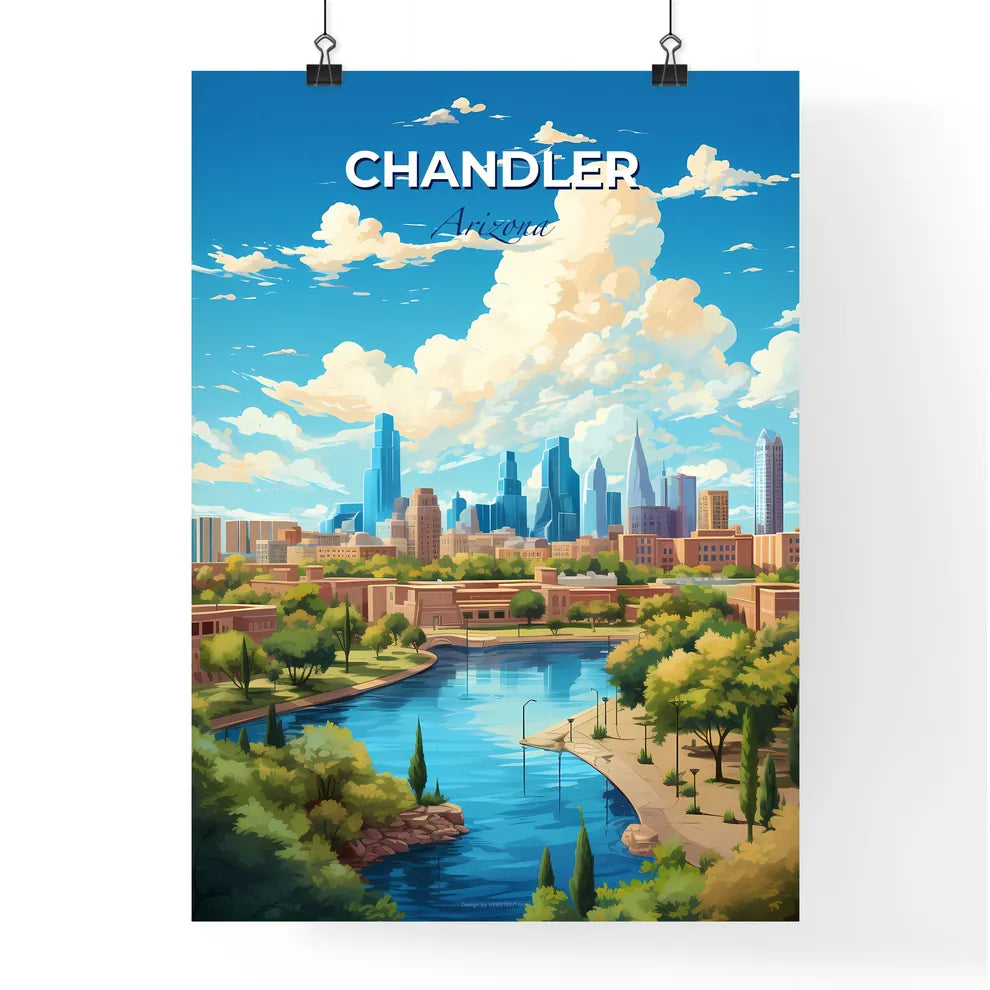 Chandler Arizona Skyline - A River Running Through A City - Customizable Travel Gift Default Title