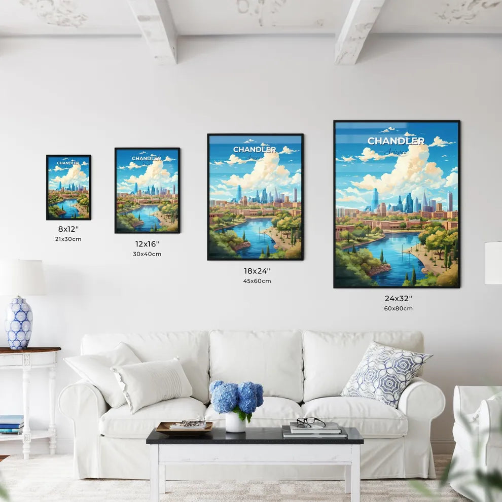 Chandler Arizona Skyline - A River Running Through A City - Customizable Travel Gift Default Title