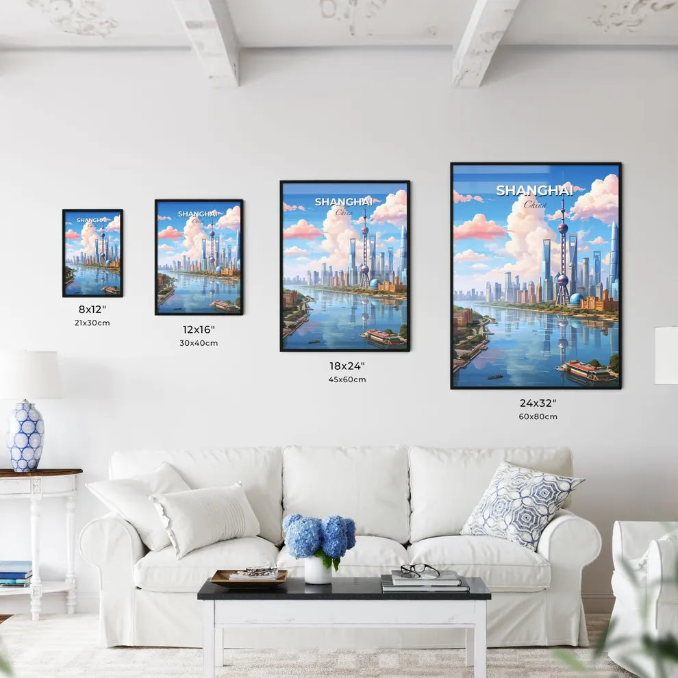 Shanghai China Skyline - A Cityscape With A River And A Cloudy Sky - Customizable Travel Gift Default Title