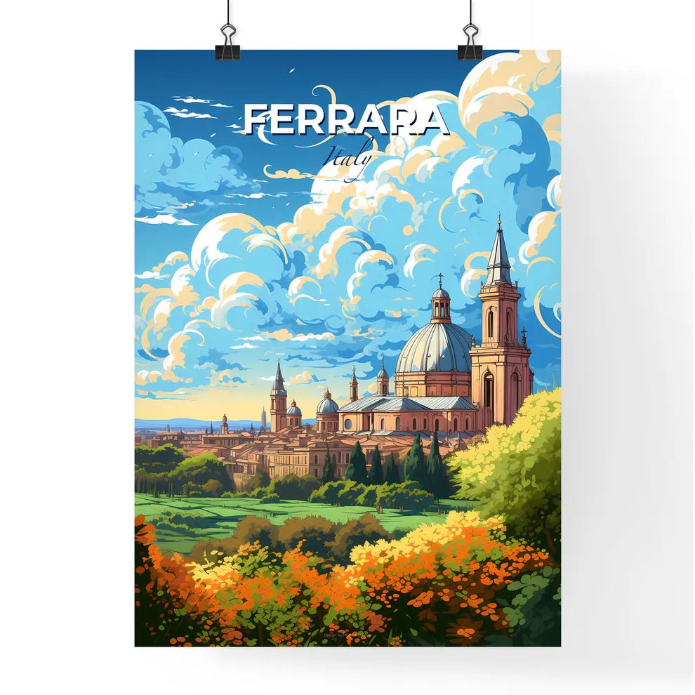 Ferrara Italy Skyline - A Large Building With Towers And Trees In Front Of It - Customizable Travel Gift Default Title