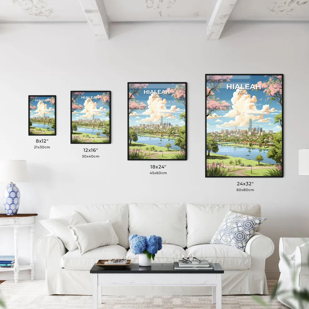 Hialeah Florida Skyline - A City Landscape With A River And Trees - Customizable Travel Gift Default Title