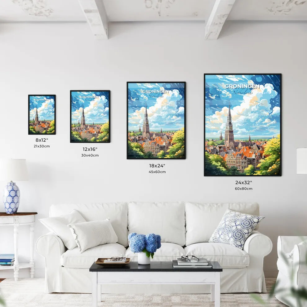 Groningen Netherlands Skyline - A City With A Clock Tower - Customizable Travel Gift Default Title