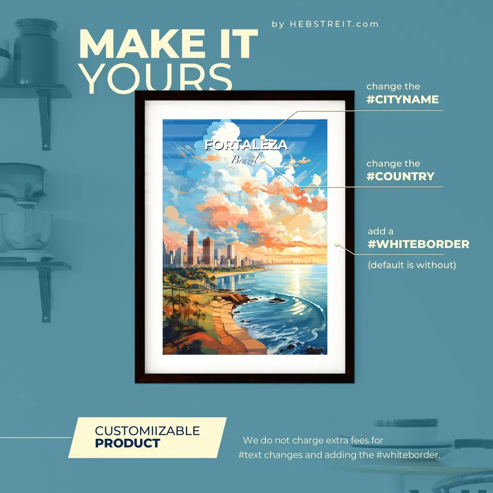 Fortaleza Brazil Skyline - A City By The Water - Customizable Travel Gift Default Title