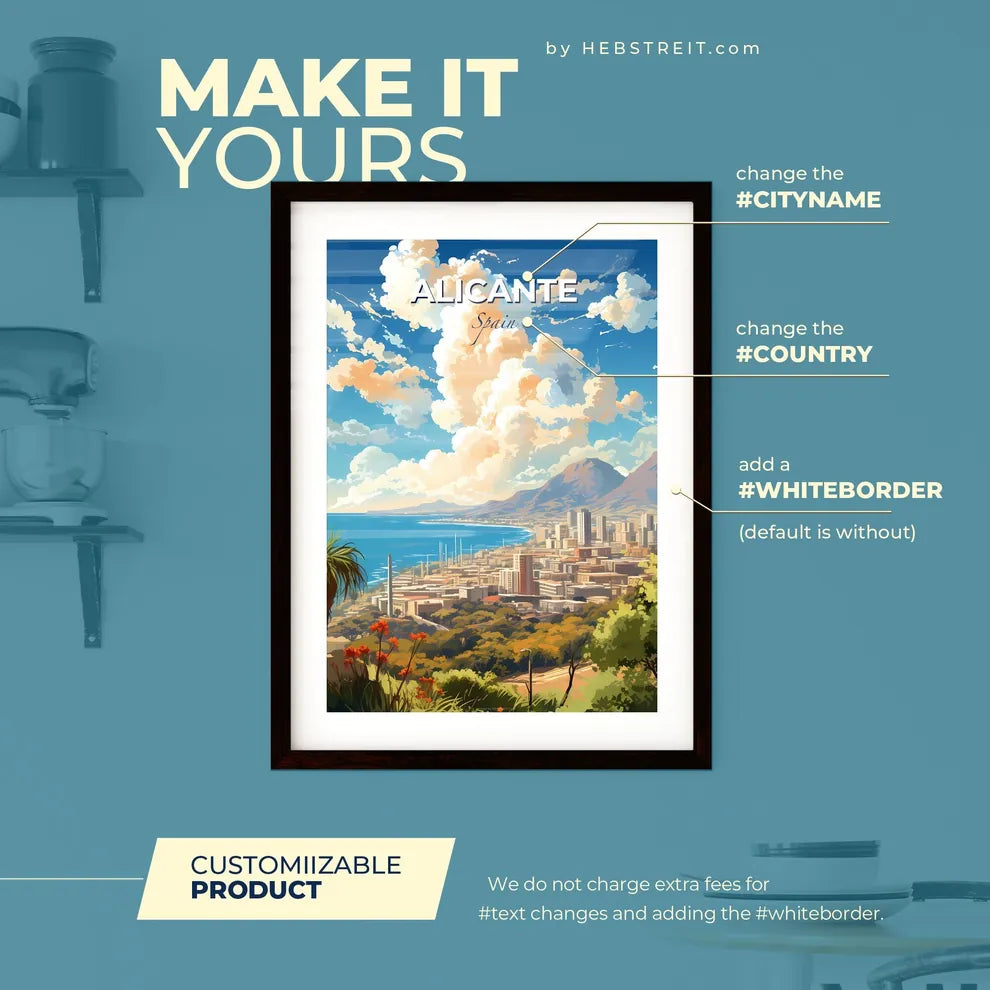 Alicante Spain Skyline - A City By The Water - Customizable Travel Gift Default Title