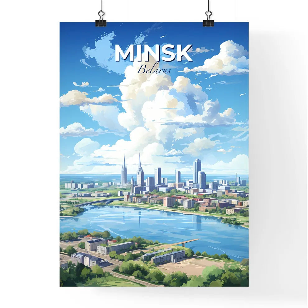 Minsk Belarus Skyline - A Cityscape With A River And A Cloudy Sky - Customizable Travel Gift Default Title